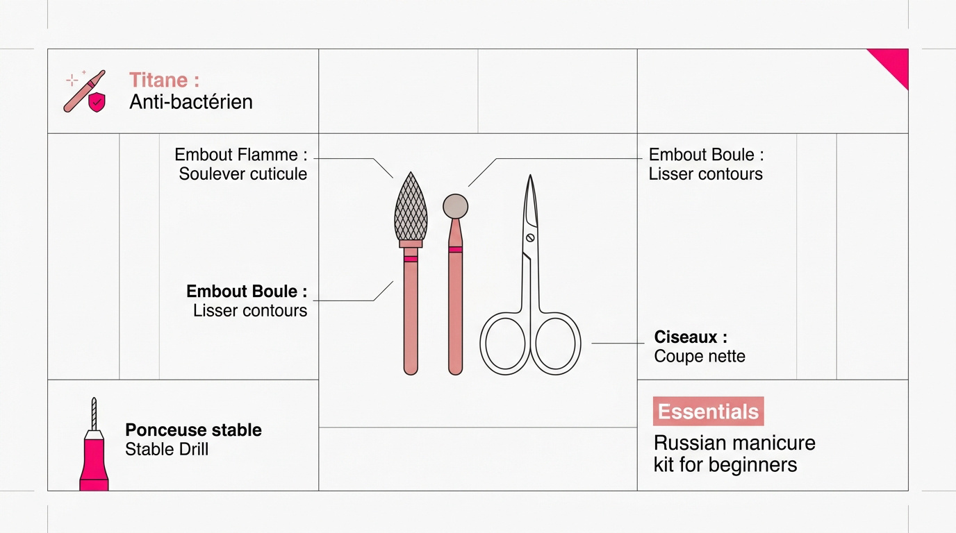 Kit de manucure russe professionnel avec embouts diamant et ciseaux de précision